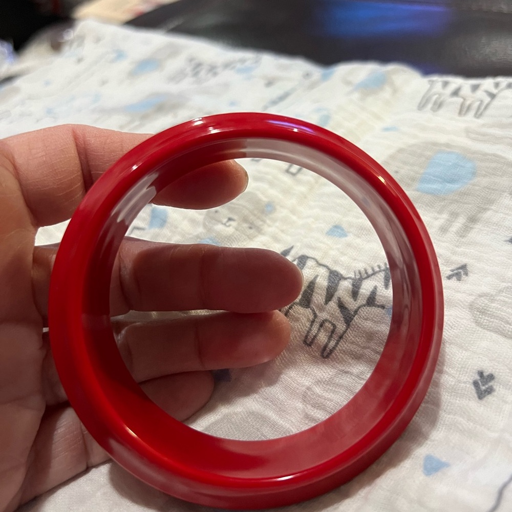 Vintage Red Bangle Bracelet - Picture 2 of 5
